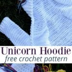 Unicorn Hoodie for kids, a free crochet pattern