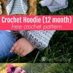 Crochet hoodie (12 month) free crochet pattern