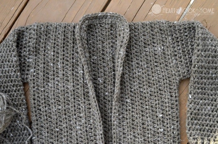 Making the collar on a crochet cardigan