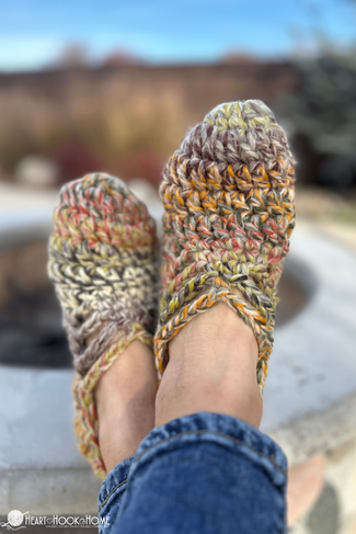 colorful chunky crochet slippers