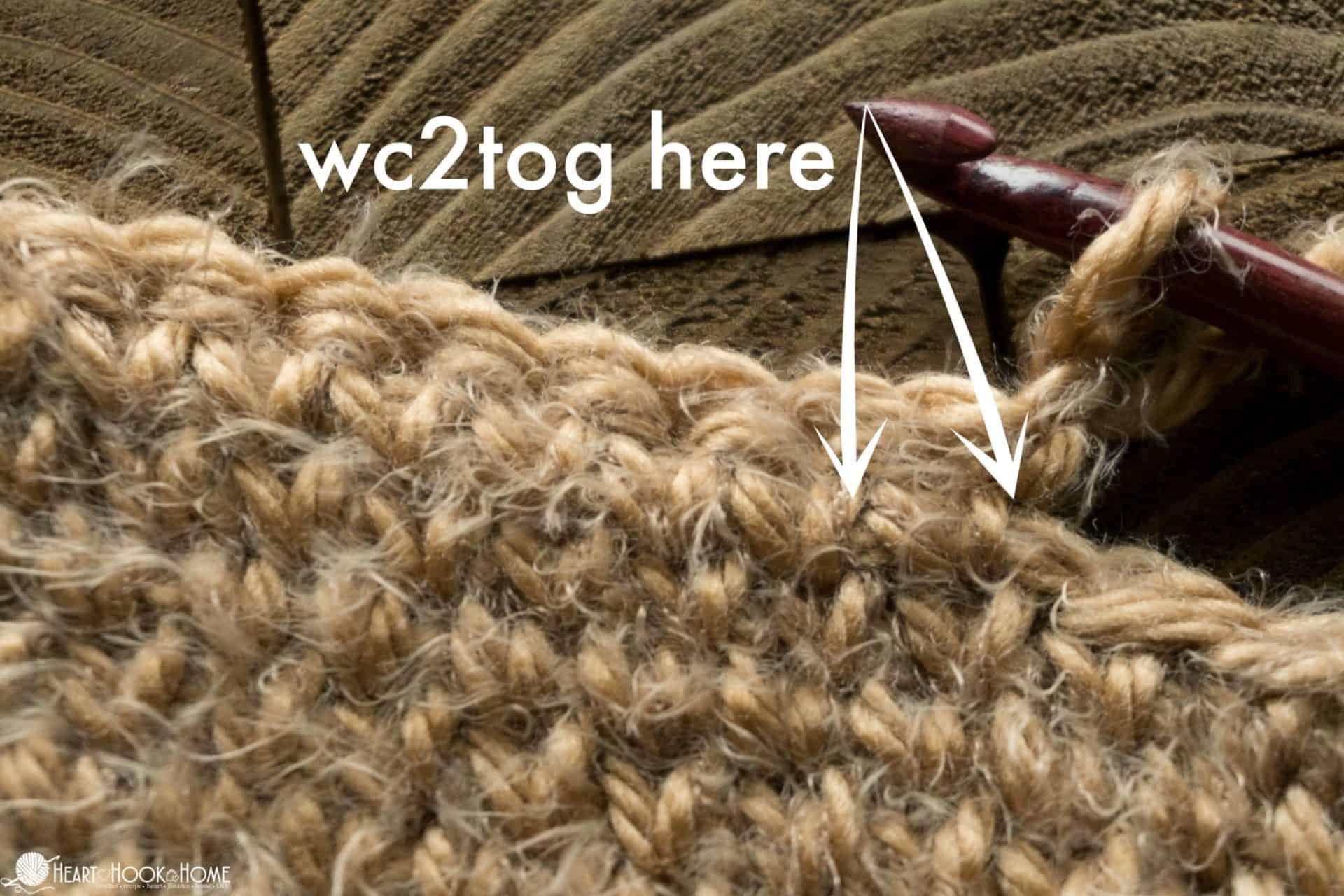 Where to wc2tog on "front"