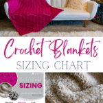 crochet blanket sizing charts cm and inches
