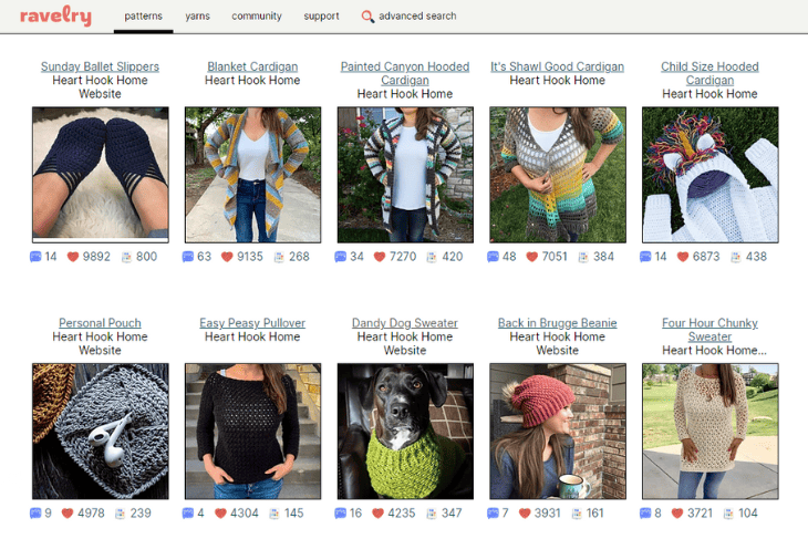 Screenshot from Ravelry