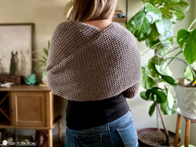 Back of Sophia Scarf while being worn