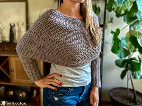 Front of Sophia Scarf while being worn