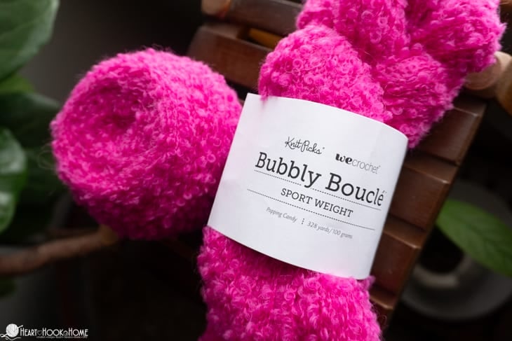 “Popping Candy” colorway of the Bubbly Boucle Yarn from WeCrochet.