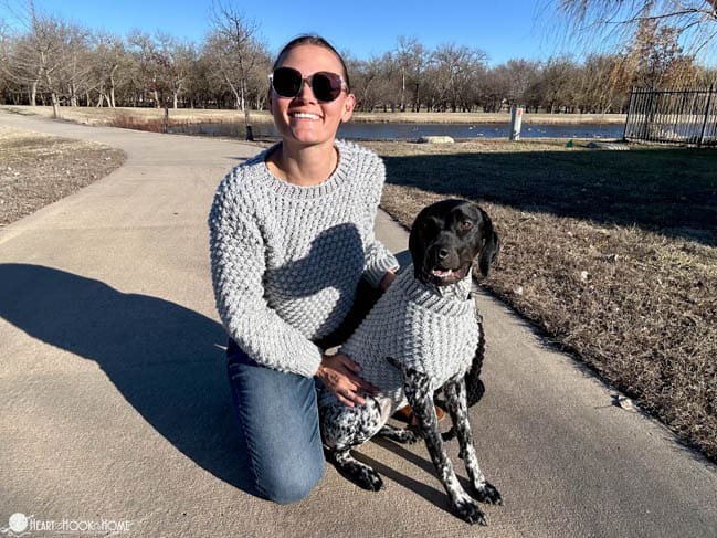 Example of Wild Berry Dog Sweater and Wild Berry Pullover