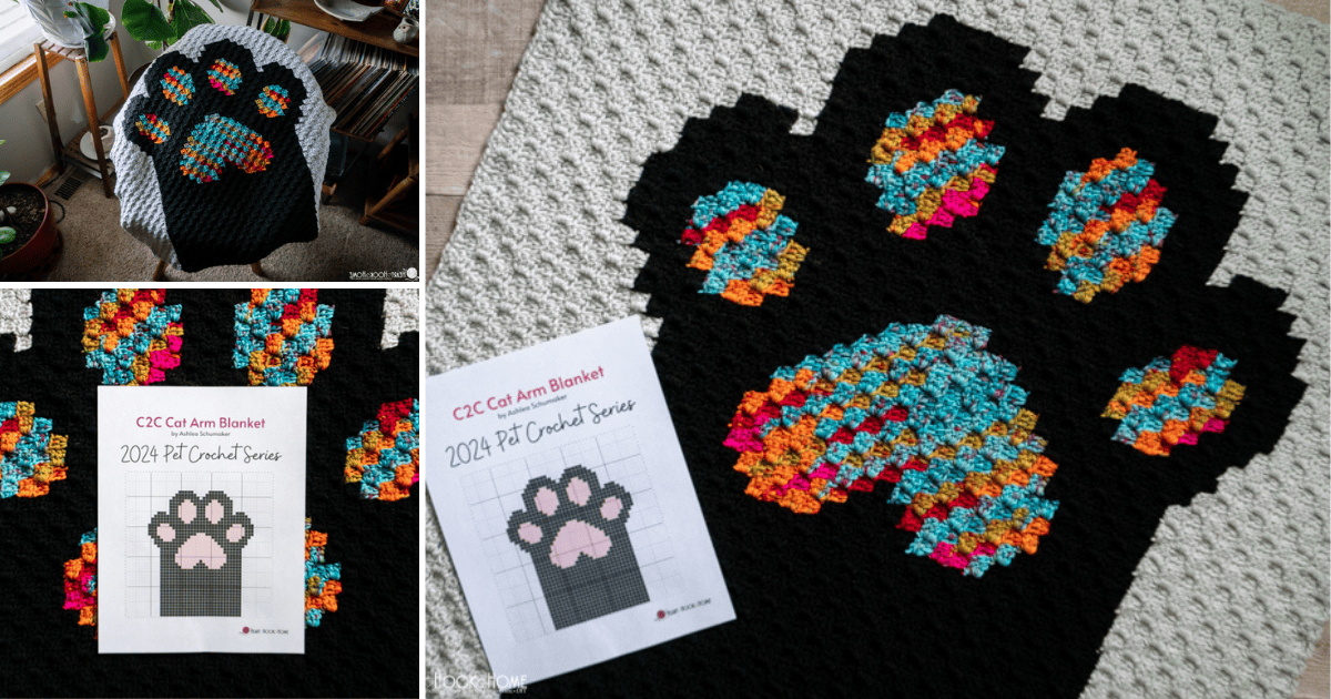 C2C Cat Arm Blanket Heart Hook Home