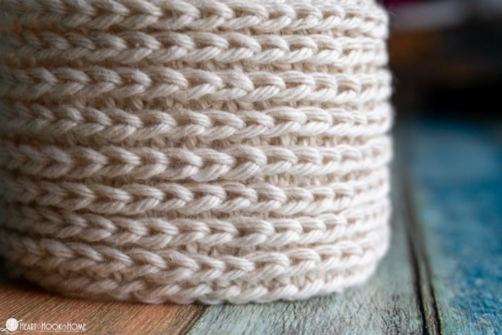 Round version of the Half Double Crochet in Third Loop Only in a white colorway.