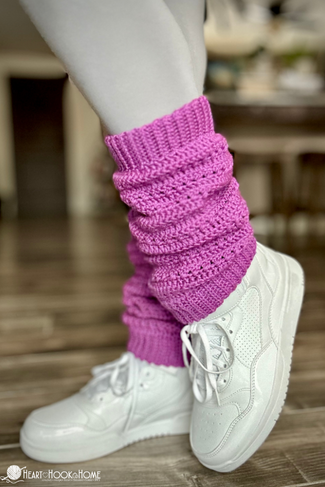 bright pink crochet leg warmers