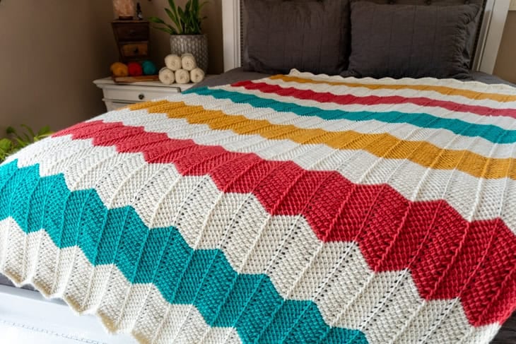 tunisian color block crochet blanket pattern