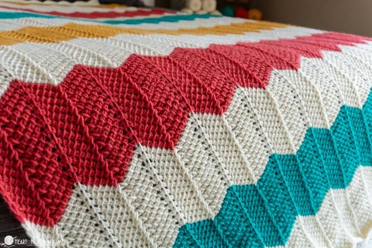 simple tunisian chevron throw blanket