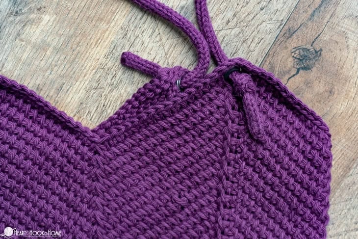 Purple tunisian crochet tote bag