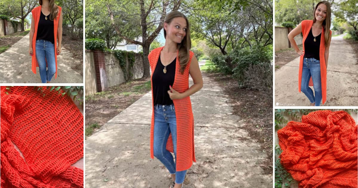 Aglow Tunisian Duster Vest Crochet Pattern