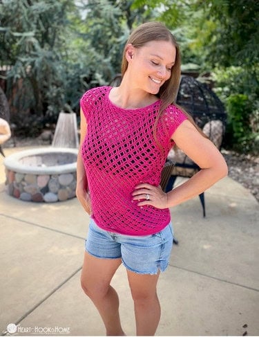 pink Marla's Tee on woman outside